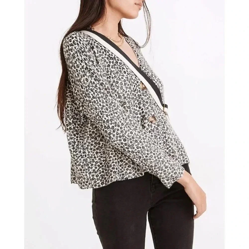 Madewell Wool Sweater Women’s Small Vintage Ditsy Cameron Ribbed Cardigan